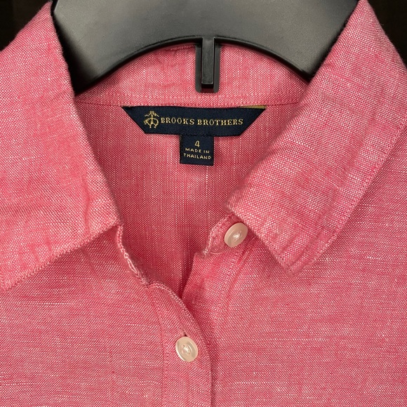 Red Long Sleeve Button Up Brooks Brothers Dress - Picture 3 of 5